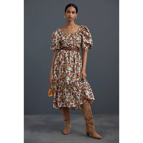 Anthropologie Love The Label Floral Puff Sleeve Maxi Dress- Size XS - NEW with T - Picture 12 of 12